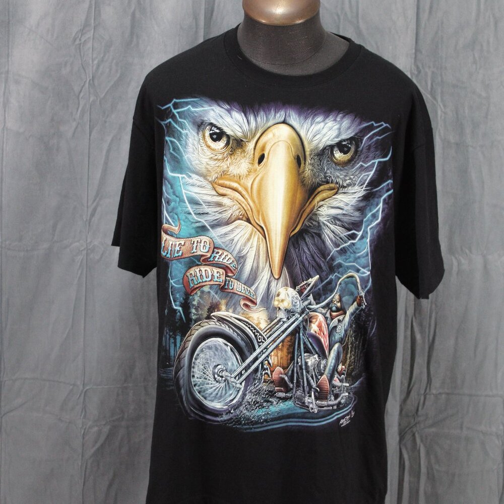 Vintage Graphic T-shirt - Rock Chang Eagle Motorcycle Big Graphic - Men's 2XL
